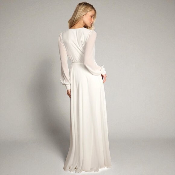 Lulus My Whole Heart White Long Sleeve Wrap Dress Size Small - Picture 4 of 11